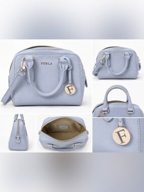 Furla Blue Satchel Bag with Structured Design